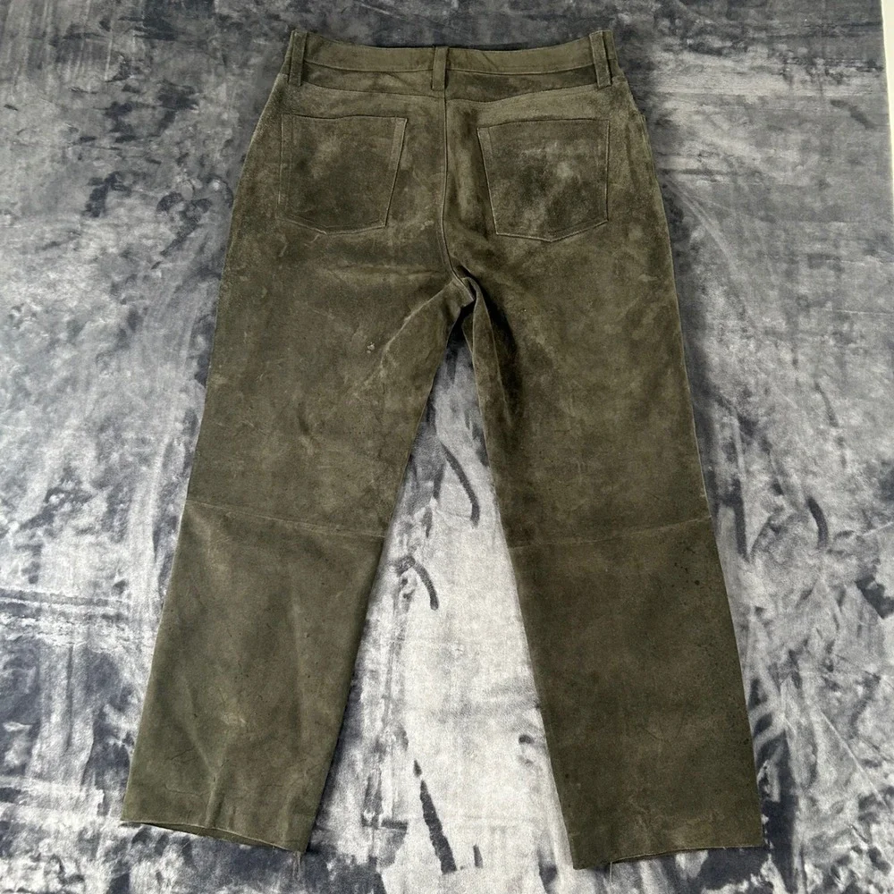 Banana Republic Suede Leather Pants Mens 36 Green Straight Leg Vintage